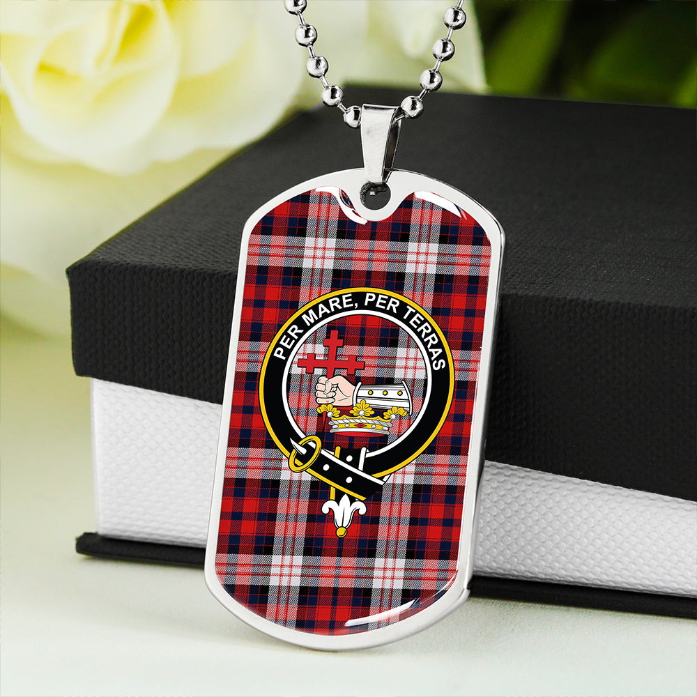 MacDonald Dress; Irish Modern Clan Badge Classic Tartan Dog Tag Necklace