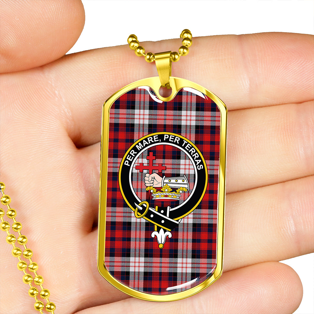 MacDonald Dress; Irish Modern Clan Badge Classic Tartan Dog Tag Necklace