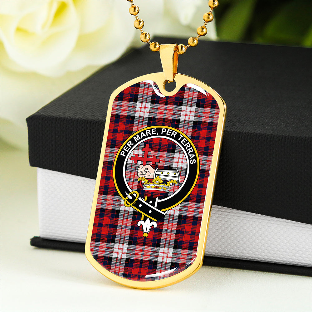 MacDonald Dress; Irish Modern Clan Badge Classic Tartan Dog Tag Necklace