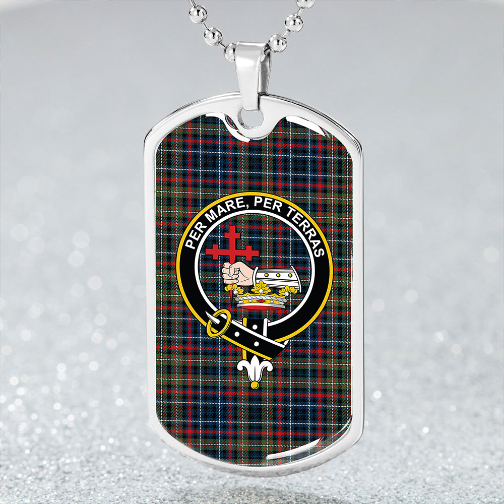 MacDonald Flora (Donald Flora) Plaid Artifact Modern Clan Badge Classic Tartan Dog Tag Necklace