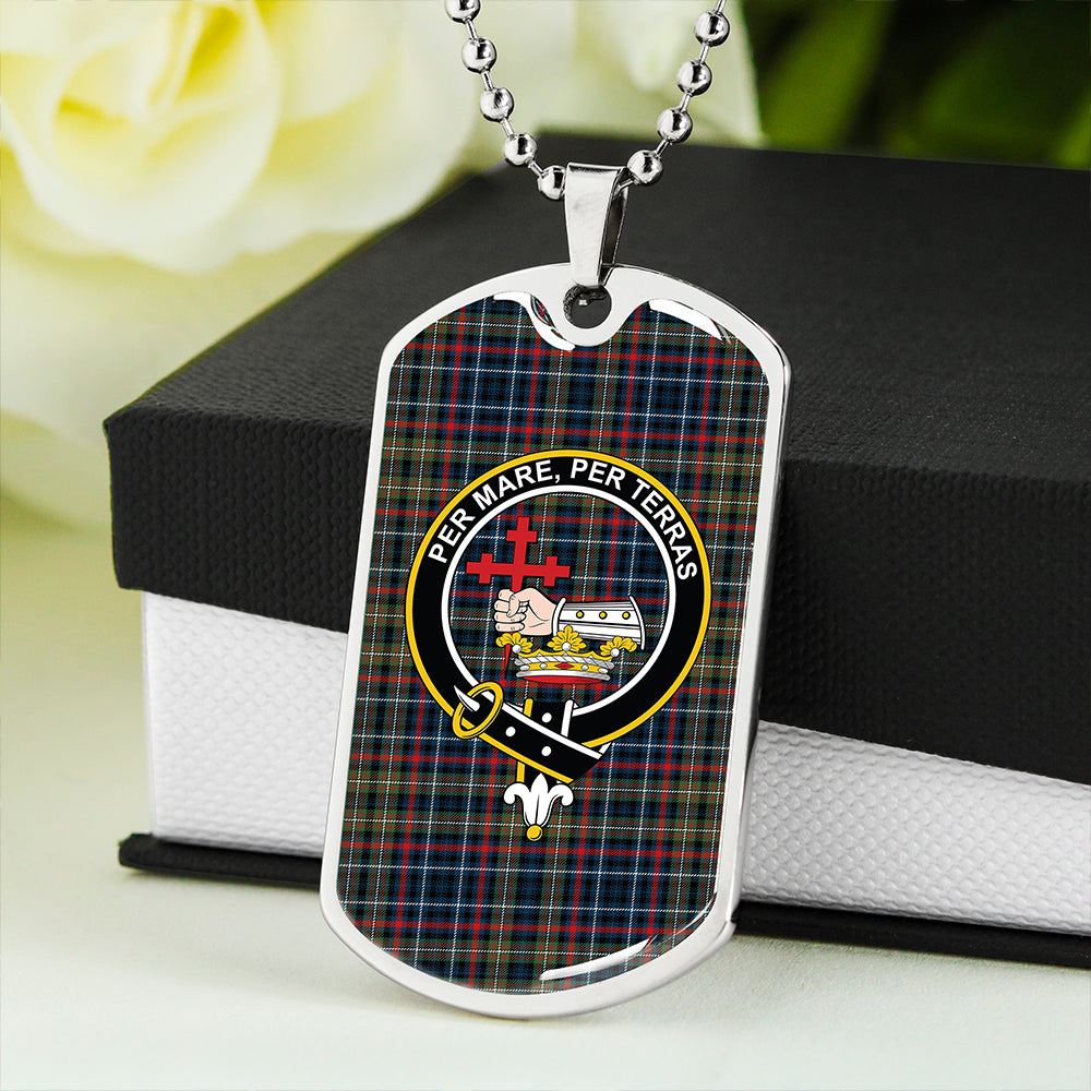 MacDonald Flora (Donald Flora) Plaid Artifact Modern Clan Badge Classic Tartan Dog Tag Necklace