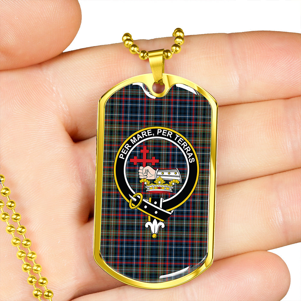 MacDonald Flora (Donald Flora) Plaid Artifact Modern Clan Badge Classic Tartan Dog Tag Necklace