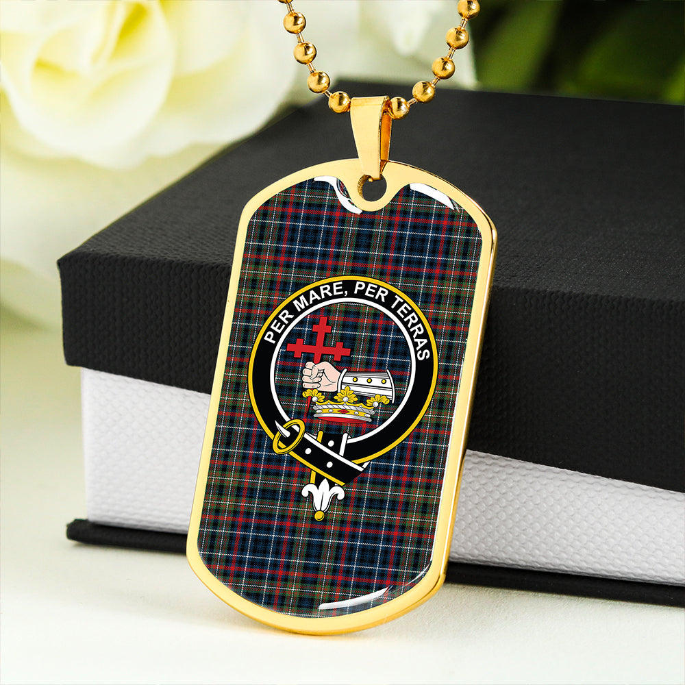 MacDonald Flora (Donald Flora) Plaid Artifact Modern Clan Badge Classic Tartan Dog Tag Necklace