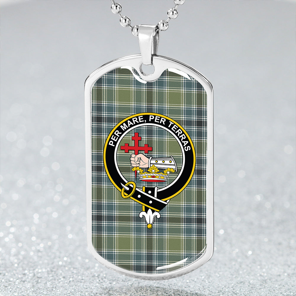 MacDonald Hunting (Donald Hunting) Weathered Clan Badge Classic Tartan Dog Tag Necklace