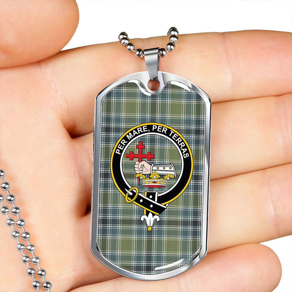 MacDonald Hunting (Donald Hunting) Weathered Clan Badge Classic Tartan Dog Tag Necklace