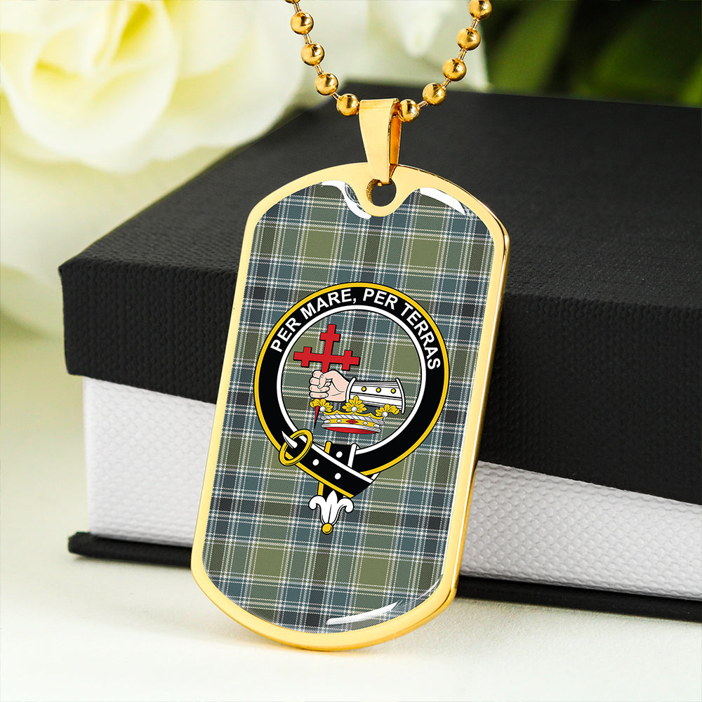 MacDonald Hunting (Donald Hunting) Weathered Clan Badge Classic Tartan Dog Tag Necklace