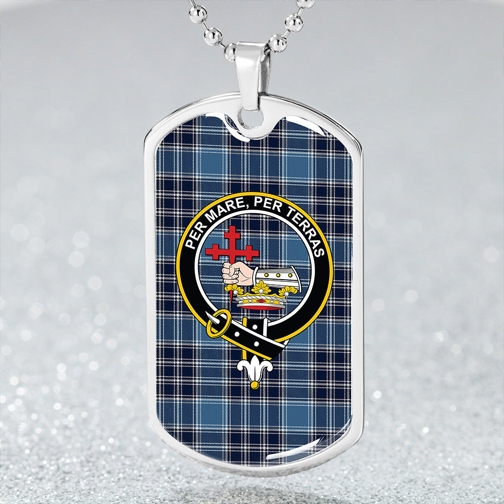 MacDonald Lord of the Isles Hunting Blue (Donald Lord of the Isles Hunting Blue) Modern Clan Badge Classic Tartan Dog Tag Necklace