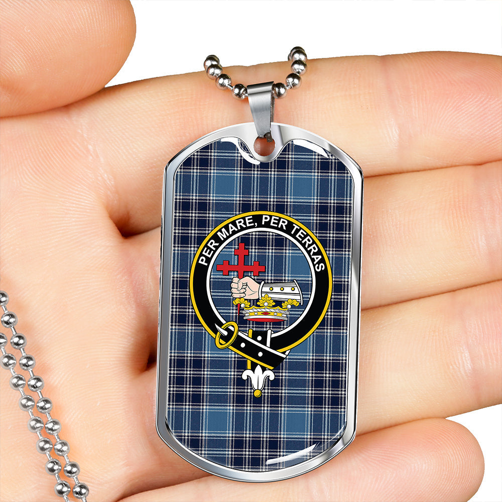 MacDonald Lord of the Isles Hunting Blue (Donald Lord of the Isles Hunting Blue) Modern Clan Badge Classic Tartan Dog Tag Necklace