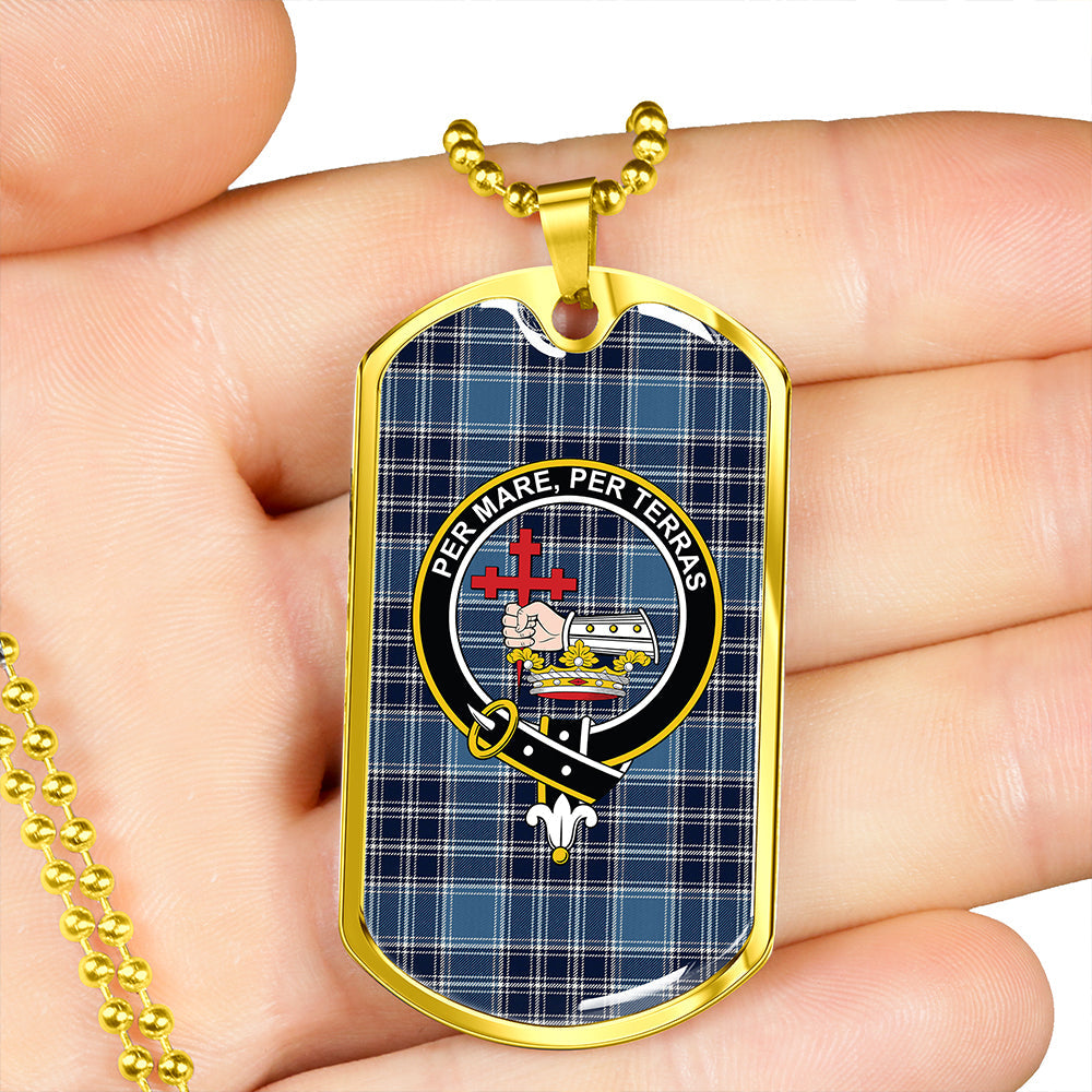 MacDonald Lord of the Isles Hunting Blue (Donald Lord of the Isles Hunting Blue) Modern Clan Badge Classic Tartan Dog Tag Necklace