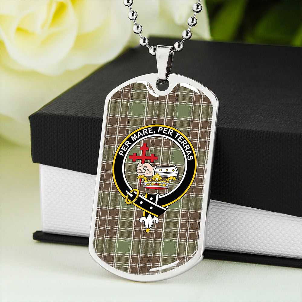MacDonald Lord of the Isles; Hunting Weathered Clan Badge Classic Tartan Dog Tag Necklace