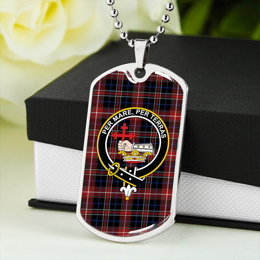 MacDonald Sir John A (Donald Sir John A) Modern Clan Badge Classic Tartan Dog Tag Necklace