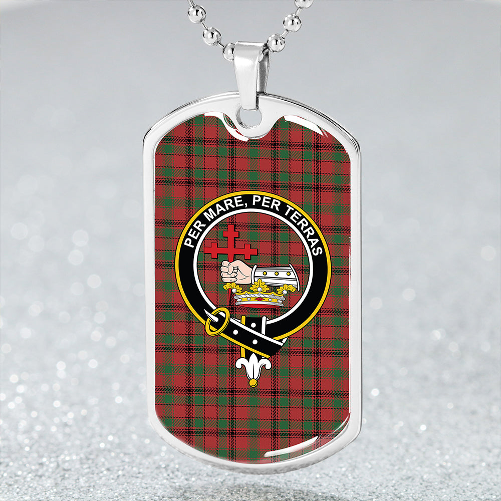 MacDonald of Aird & Valley (Donald of Aird & Valley) Ancient Clan Badge Classic Tartan Dog Tag Necklace