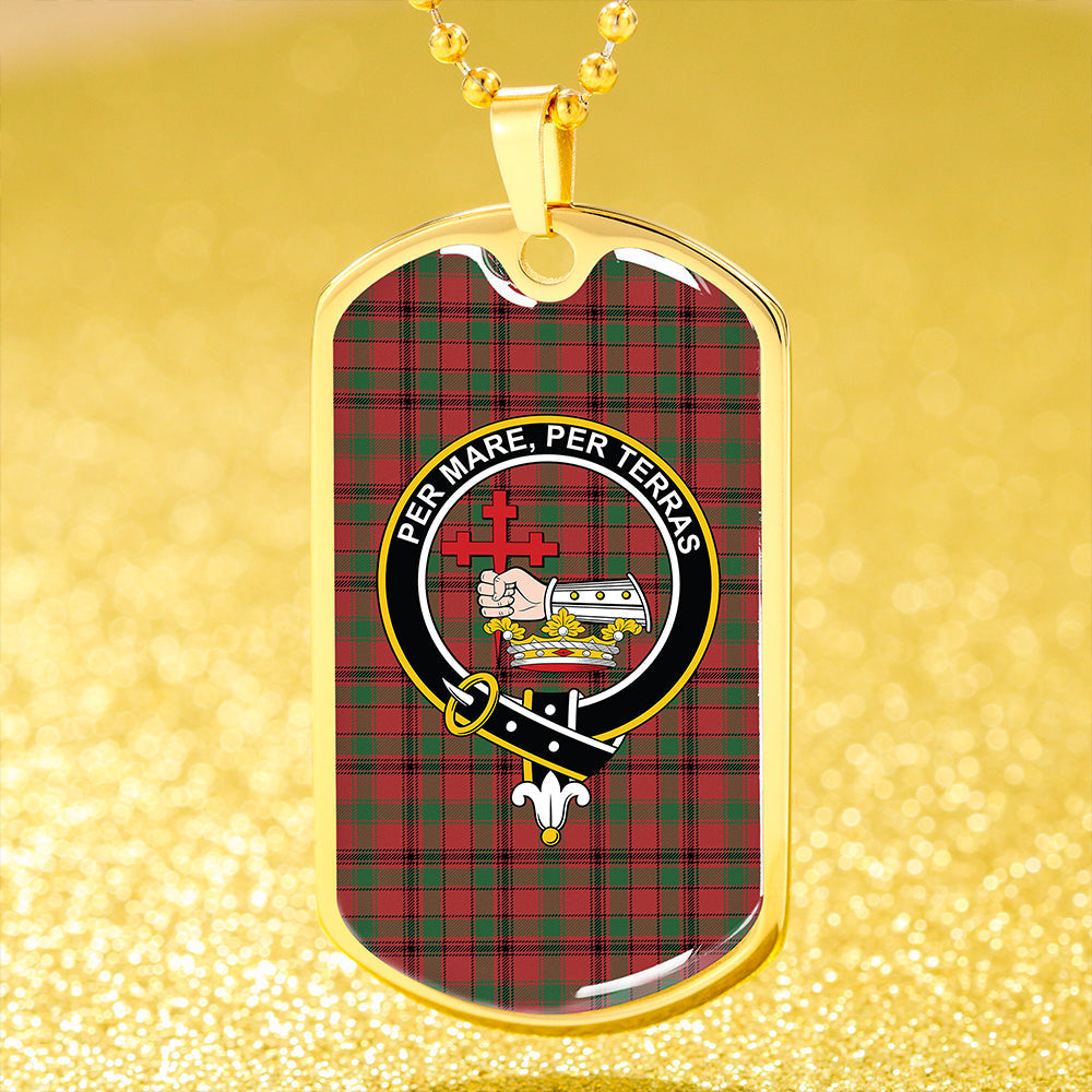 MacDonald of Aird & Valley (Donald of Aird & Valley) Ancient Clan Badge Classic Tartan Dog Tag Necklace