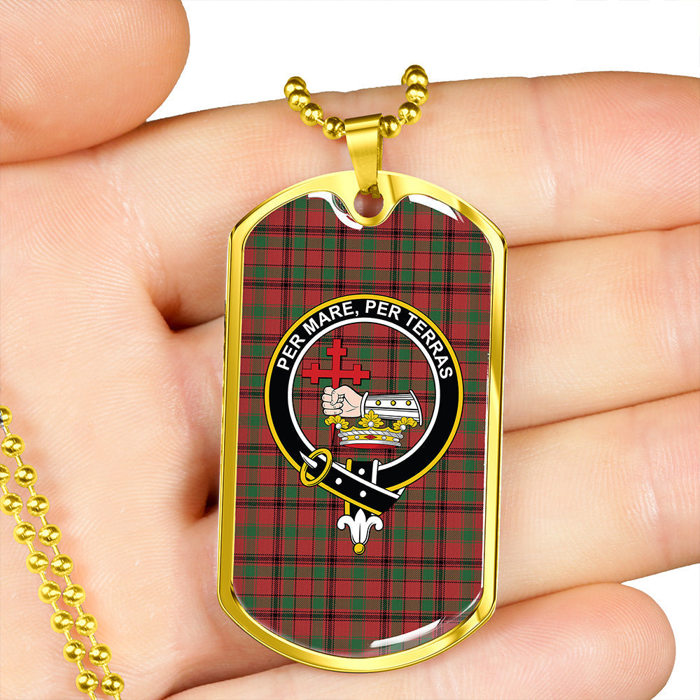 MacDonald of Aird & Valley (Donald of Aird & Valley) Ancient Clan Badge Classic Tartan Dog Tag Necklace