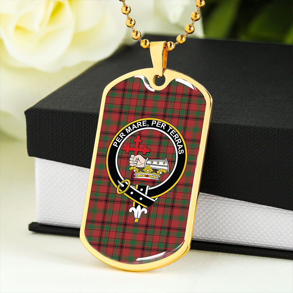 MacDonald of Aird & Valley (Donald of Aird & Valley) Ancient Clan Badge Classic Tartan Dog Tag Necklace