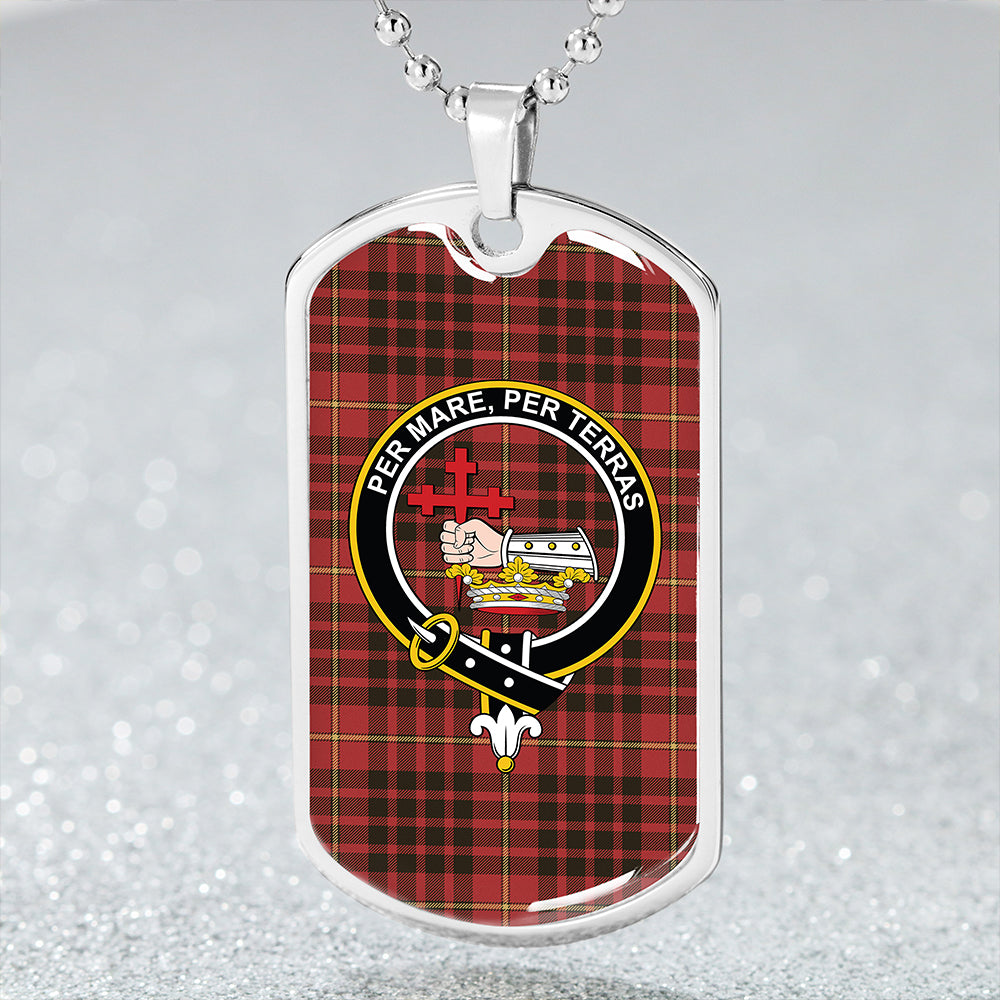 MacDonald of Ardnamurchan (Donald of Ardnamurchan) Weathered Clan Badge Classic Tartan Dog Tag Necklace