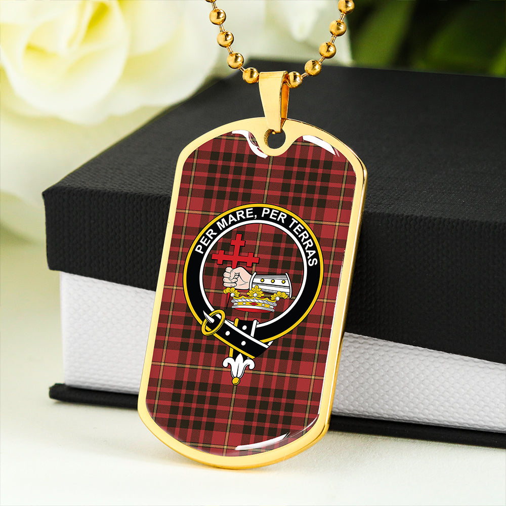 MacDonald of Ardnamurchan (Donald of Ardnamurchan) Weathered Clan Badge Classic Tartan Dog Tag Necklace