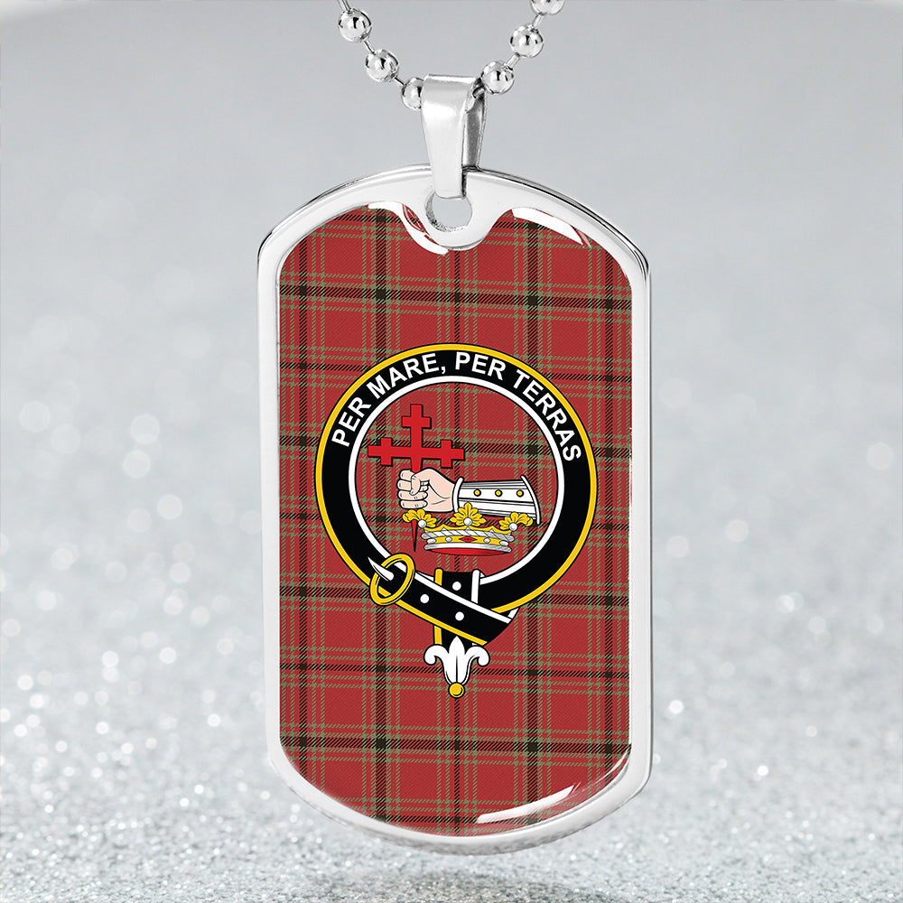 MacDonald of Belfinlay Weathered Clan Badge Classic Tartan Dog Tag Necklace