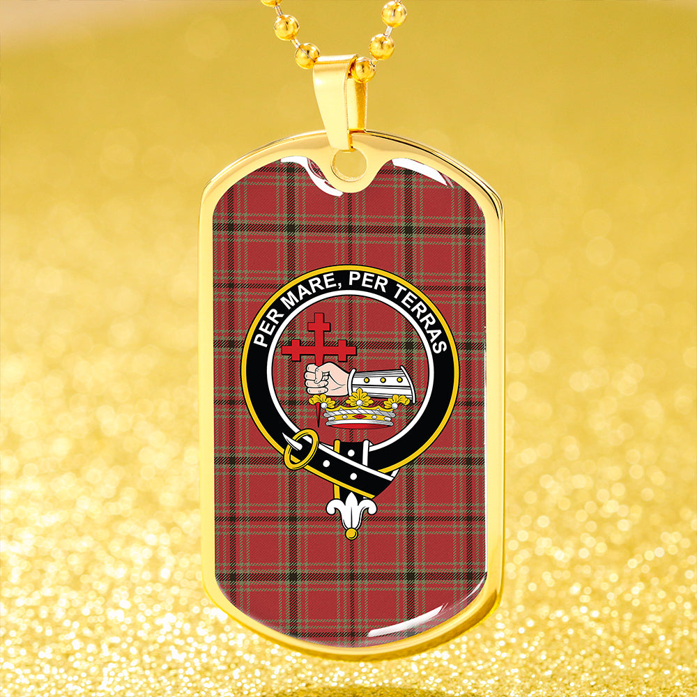 MacDonald of Belfinlay Weathered Clan Badge Classic Tartan Dog Tag Necklace