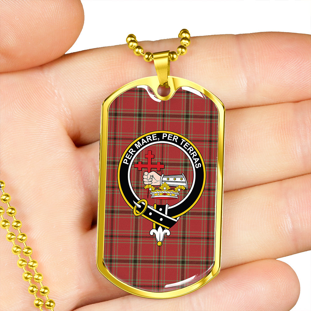 MacDonald of Belfinlay Weathered Clan Badge Classic Tartan Dog Tag Necklace