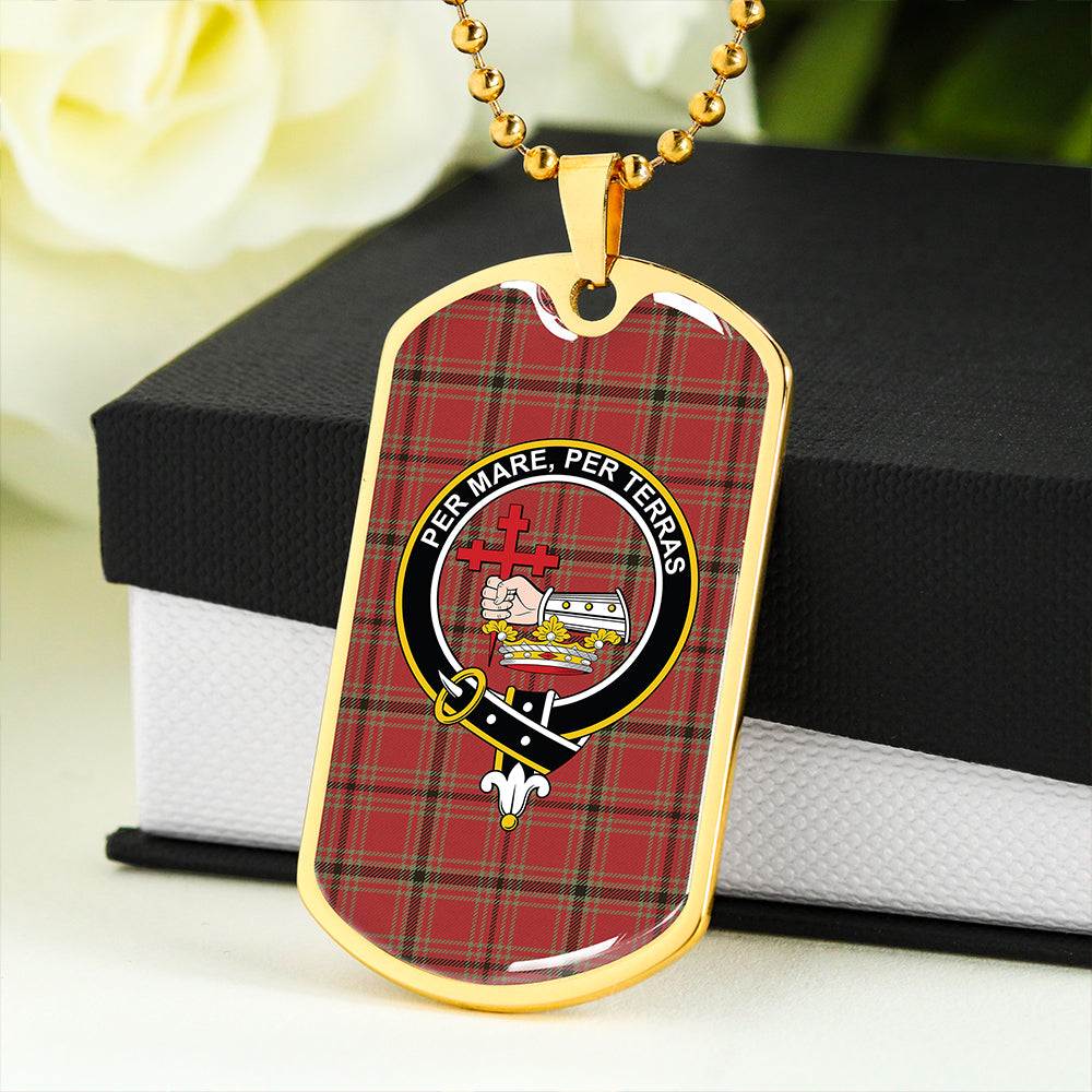 MacDonald of Belfinlay Weathered Clan Badge Classic Tartan Dog Tag Necklace