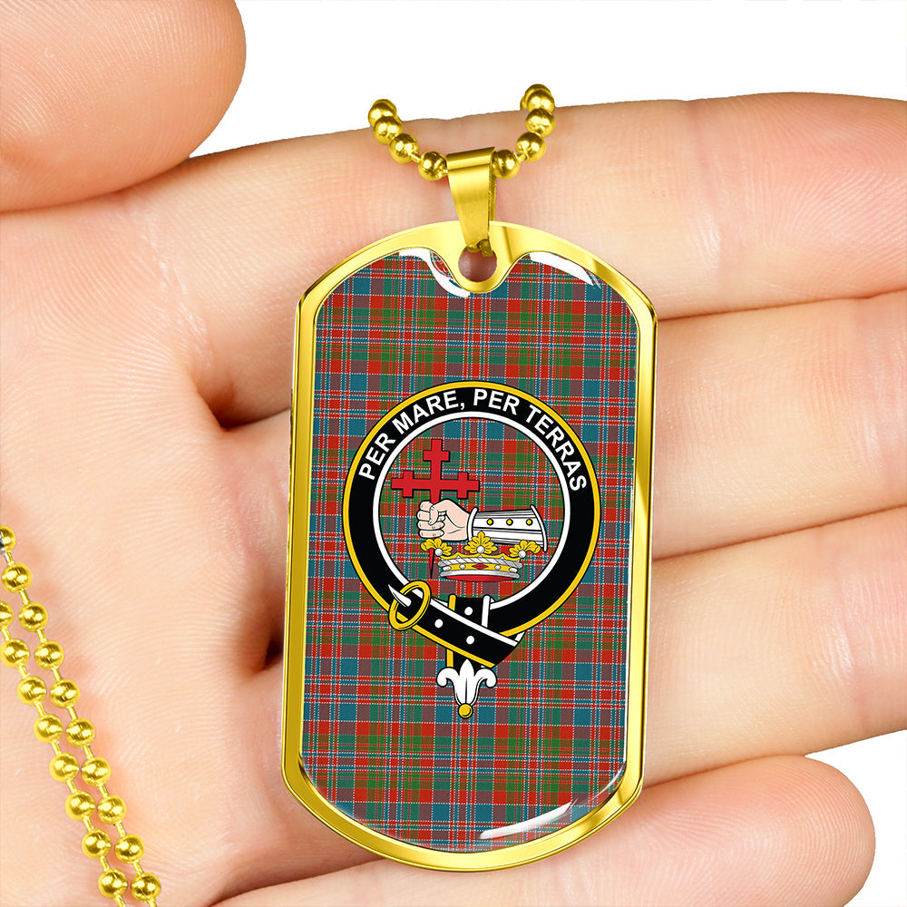 MacDonald of Boisdale (Donald Boisdale) Ancient Clan Badge Classic Tartan Dog Tag Necklace
