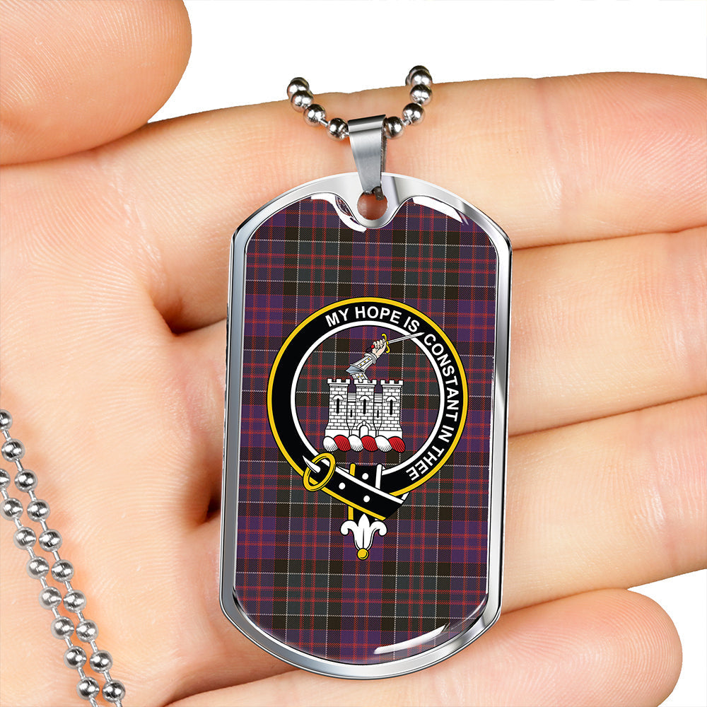 MacDonald of Clanranald #2 (Donald of Clanranald; #2) Weathered Clan Badge Classic Tartan Dog Tag Necklace