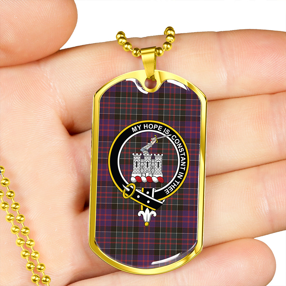 MacDonald of Clanranald #2 (Donald of Clanranald; #2) Weathered Clan Badge Classic Tartan Dog Tag Necklace