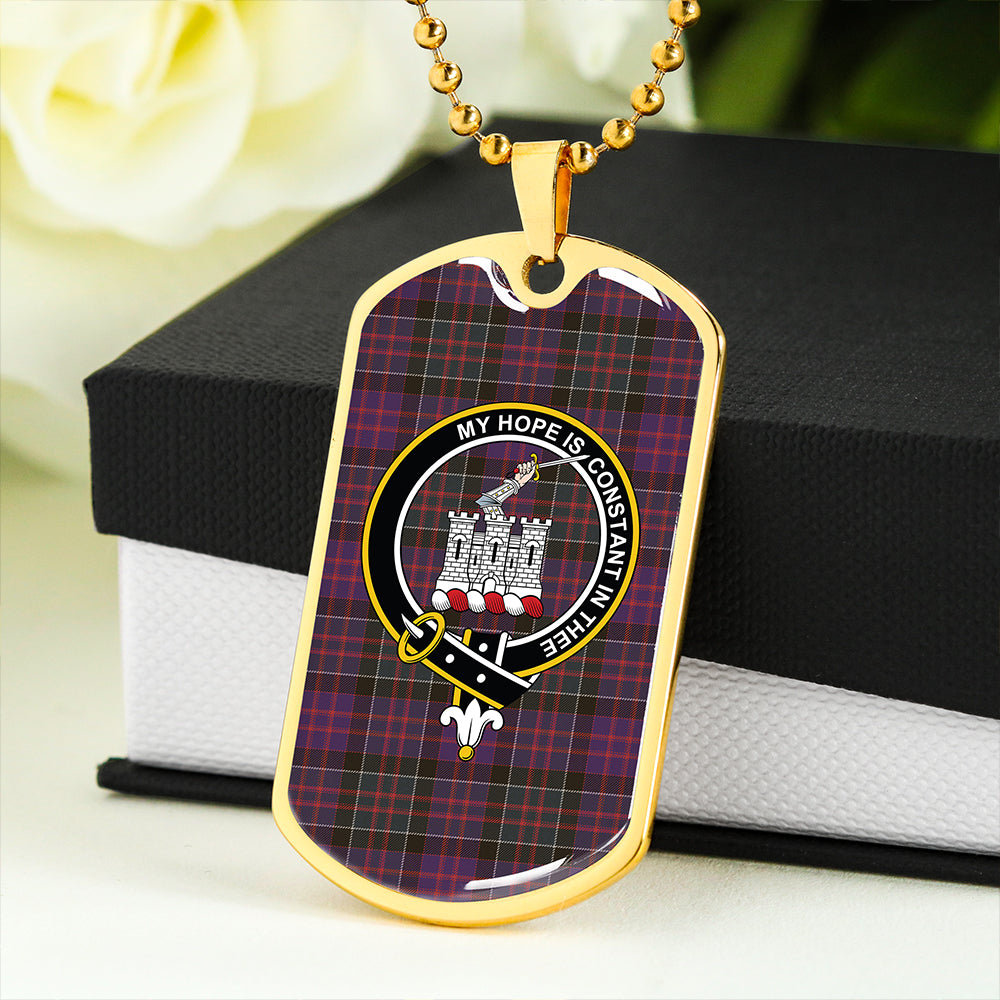 MacDonald of Clanranald #2 (Donald of Clanranald; #2) Weathered Clan Badge Classic Tartan Dog Tag Necklace