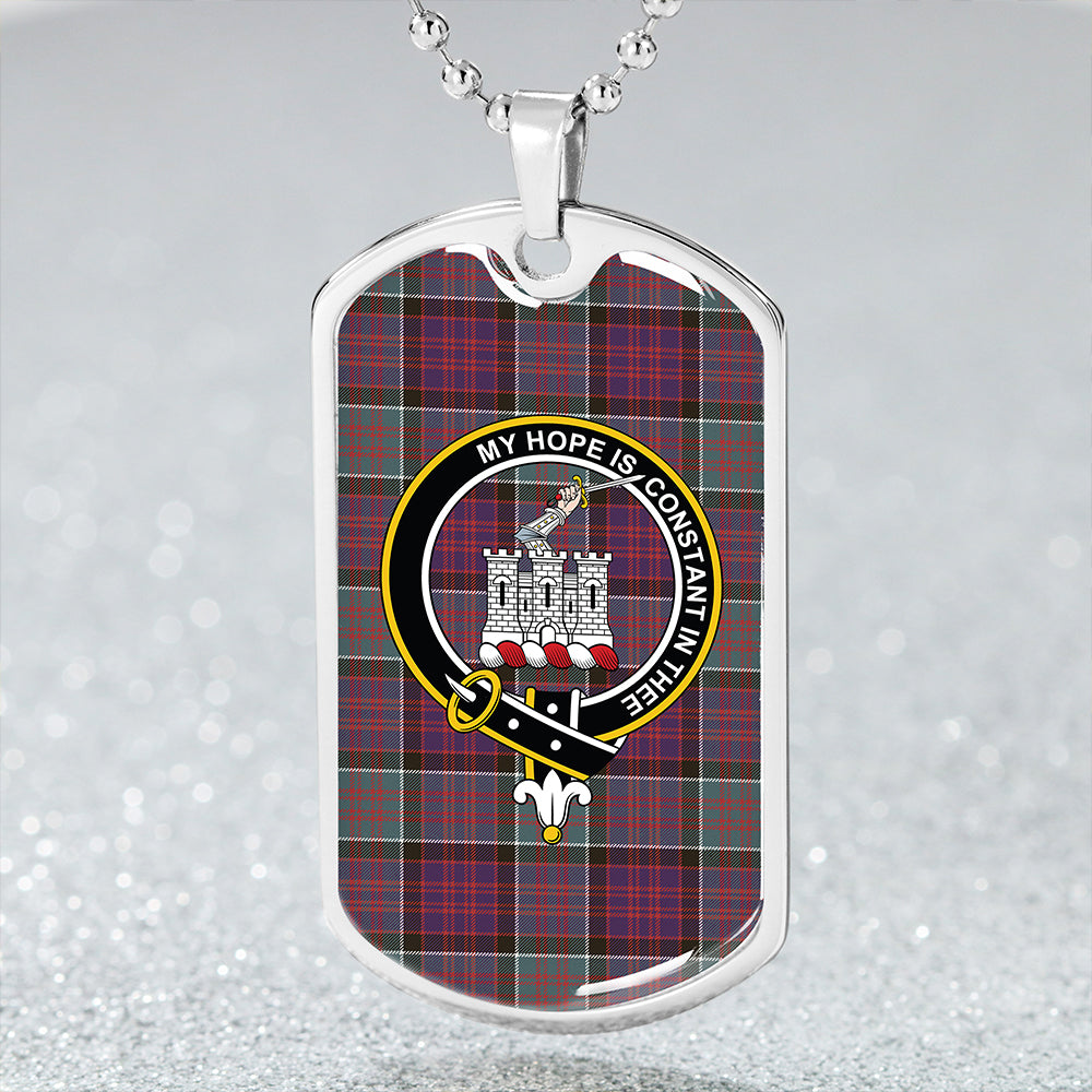 MacDonald of Clanranald (Donald of Clanranald) Weathered Clan Badge Classic Tartan Dog Tag Necklace