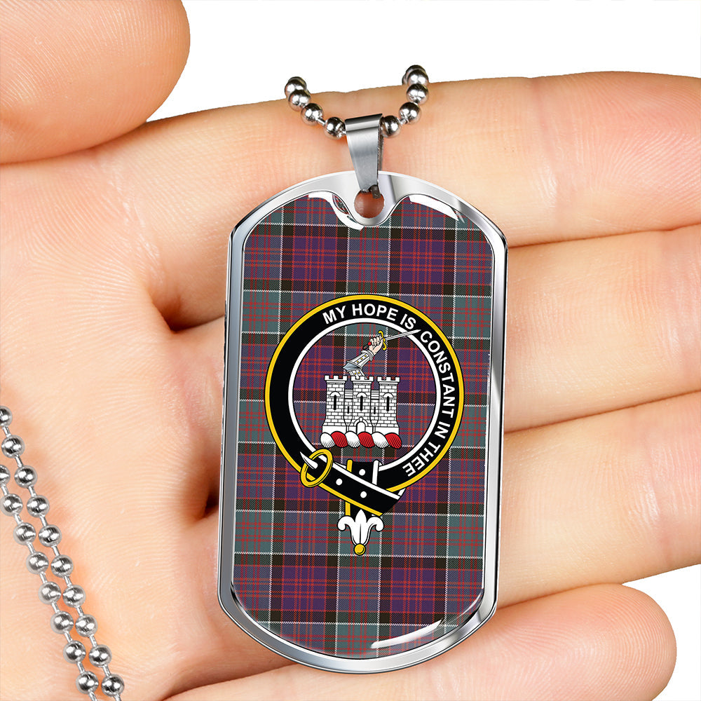 MacDonald of Clanranald (Donald of Clanranald) Weathered Clan Badge Classic Tartan Dog Tag Necklace