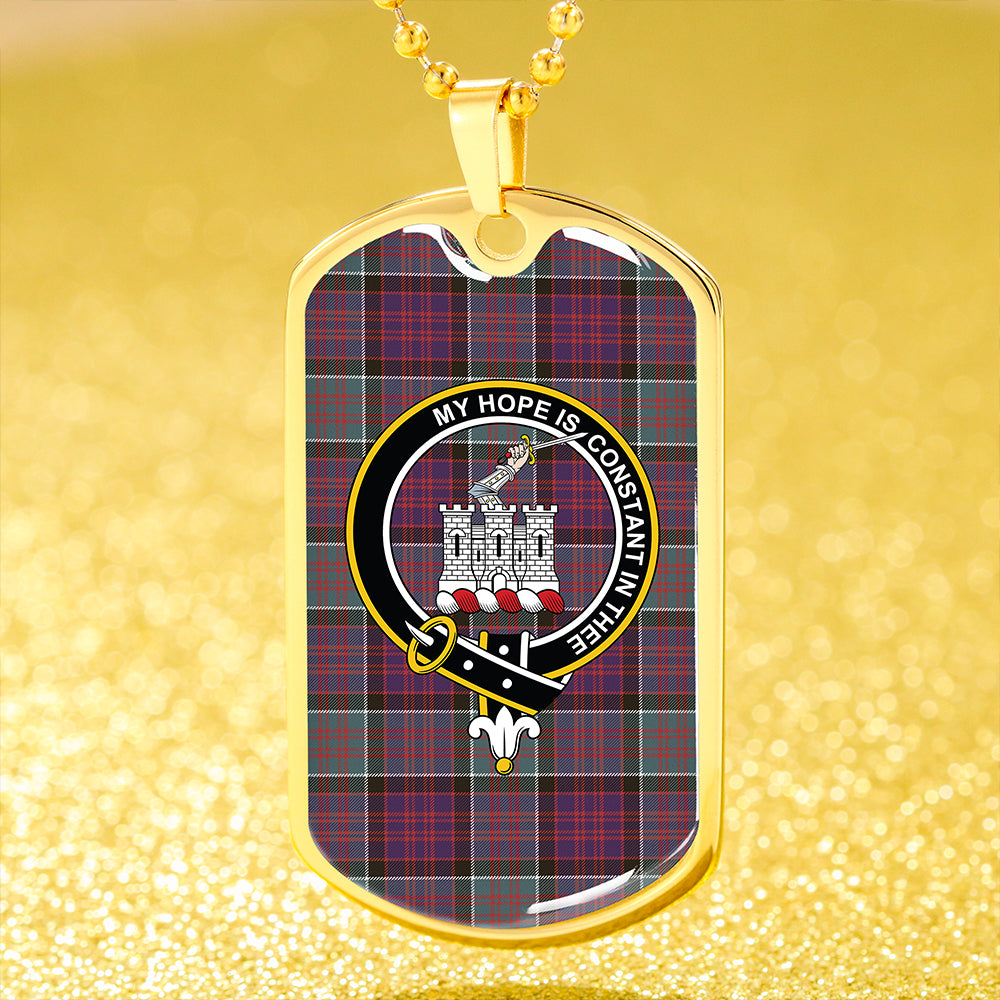 MacDonald of Clanranald (Donald of Clanranald) Weathered Clan Badge Classic Tartan Dog Tag Necklace
