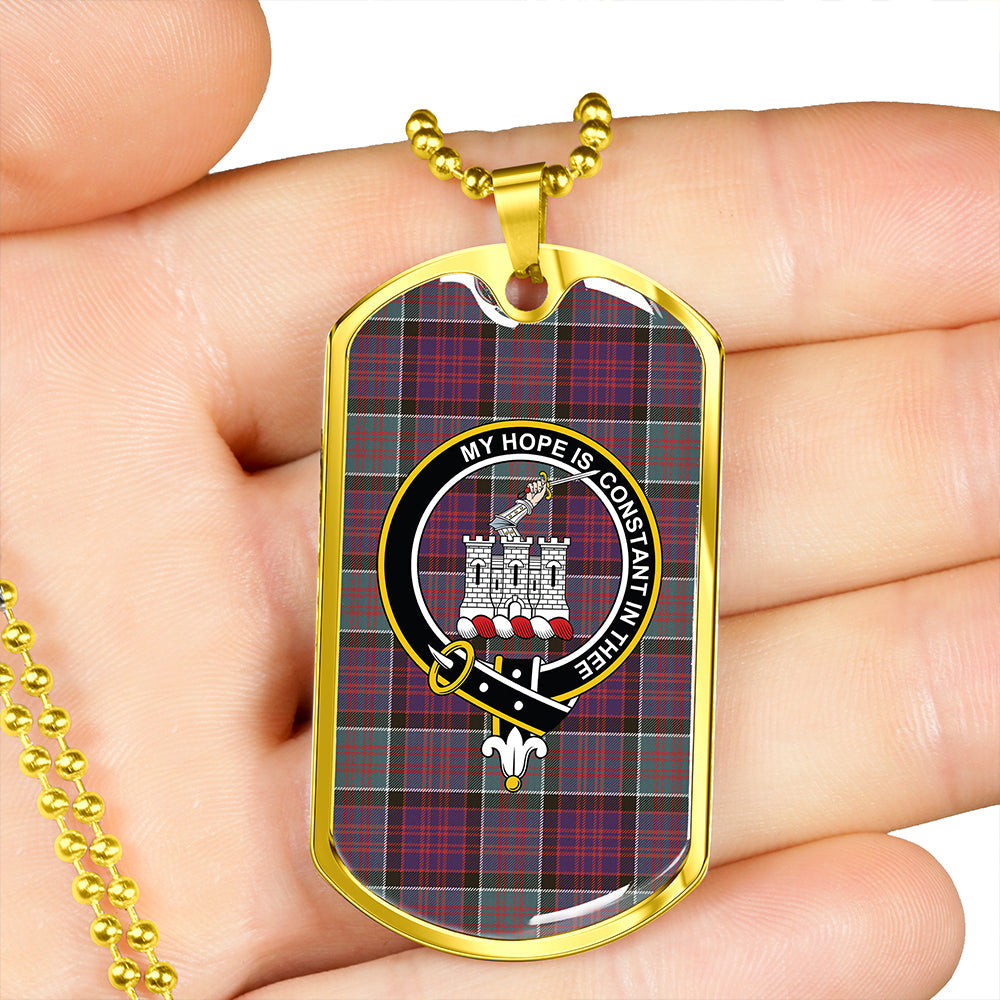 MacDonald of Clanranald (Donald of Clanranald) Weathered Clan Badge Classic Tartan Dog Tag Necklace