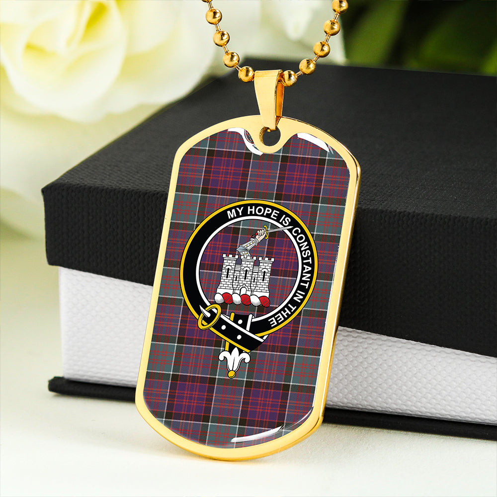 MacDonald of Clanranald (Donald of Clanranald) Weathered Clan Badge Classic Tartan Dog Tag Necklace
