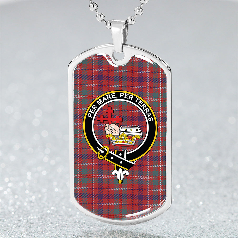 MacDonald of Glenaladale (Donald of Glenaladale) Weathered Clan Badge Classic Tartan Dog Tag Necklace