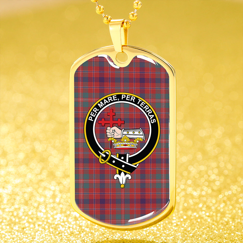 MacDonald of Glenaladale (Donald of Glenaladale) Weathered Clan Badge Classic Tartan Dog Tag Necklace