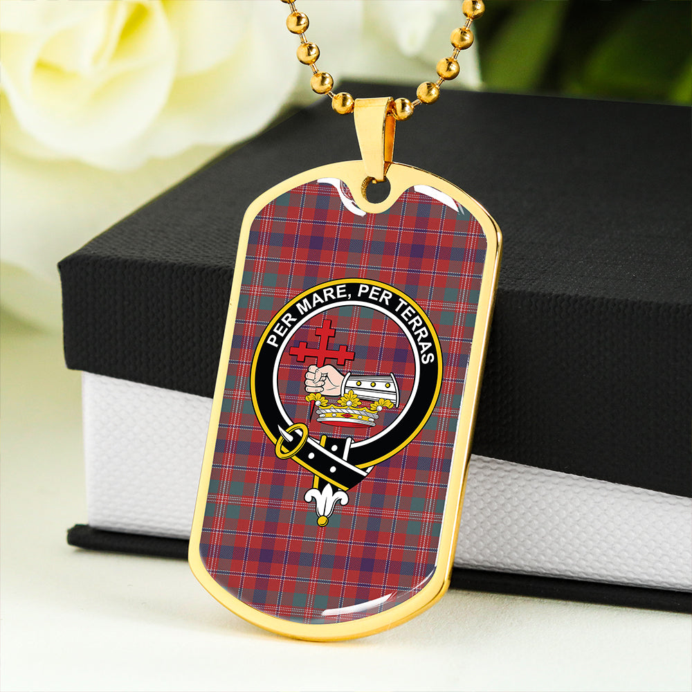 MacDonald of Glenaladale (Donald of Glenaladale) Weathered Clan Badge Classic Tartan Dog Tag Necklace