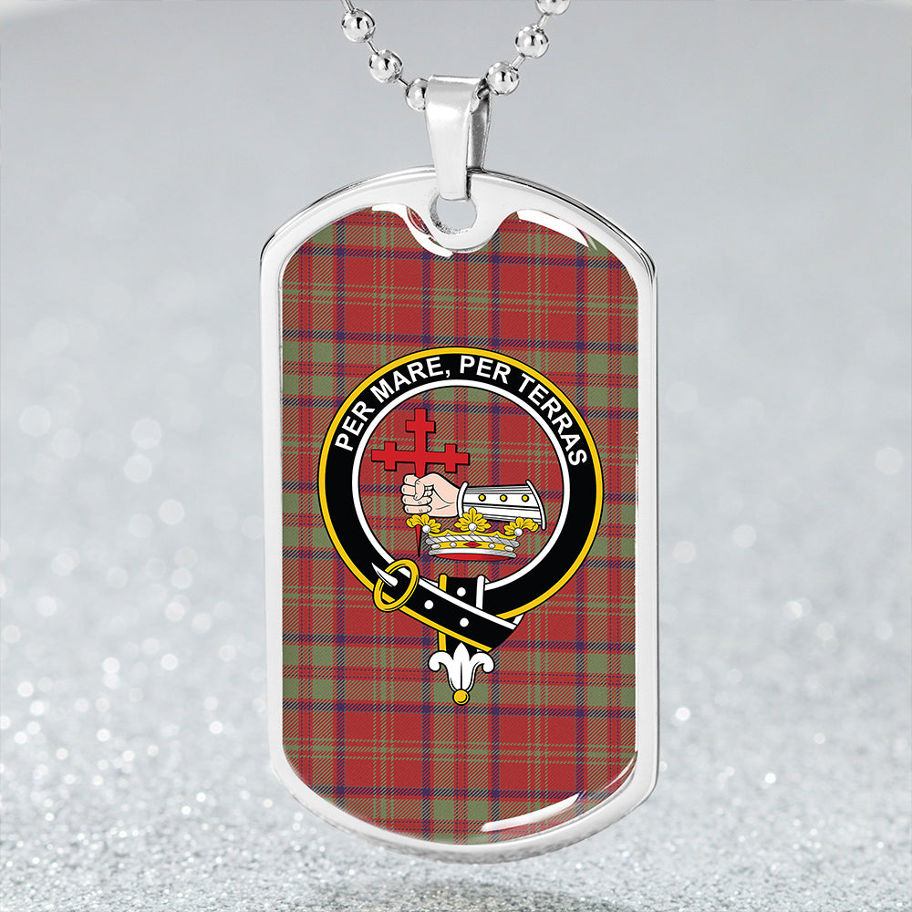 MacDonald of Glencoe (Donald of Glencoe) Weathered Clan Badge Classic Tartan Dog Tag Necklace