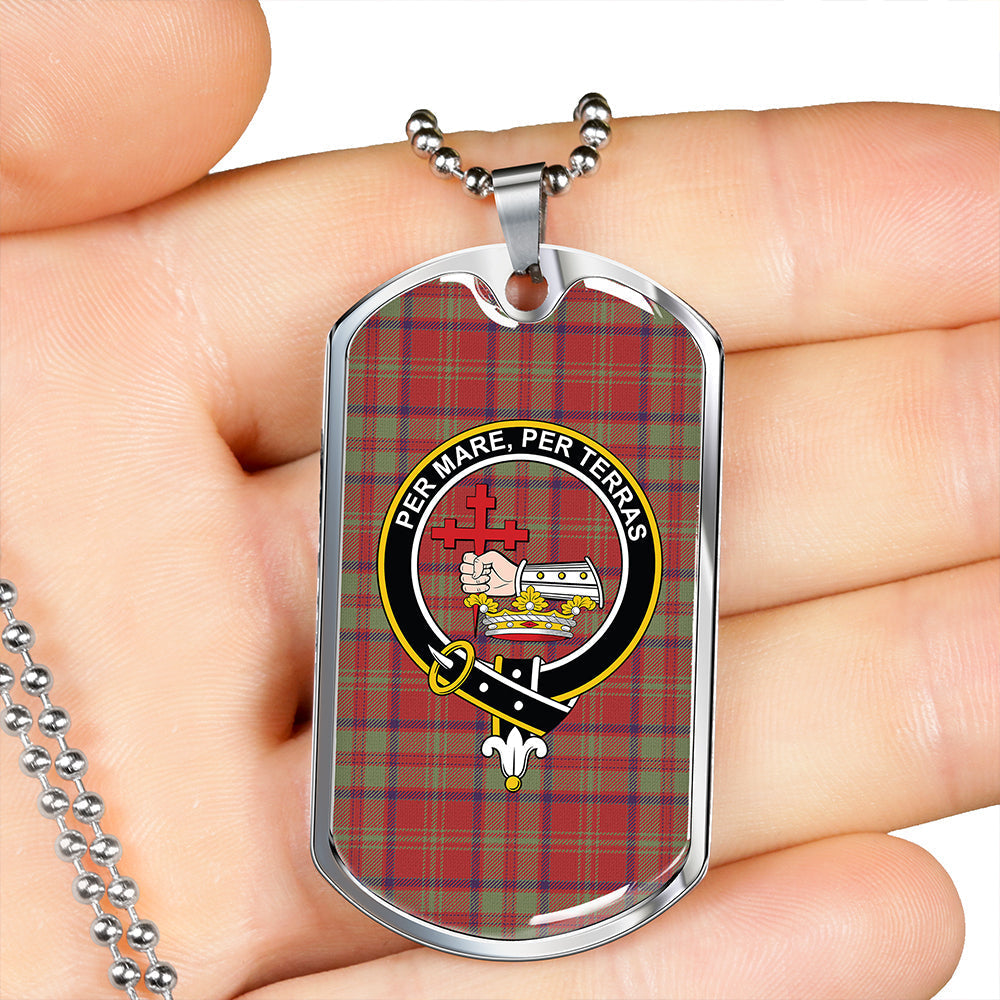 MacDonald of Glencoe (Donald of Glencoe) Weathered Clan Badge Classic Tartan Dog Tag Necklace
