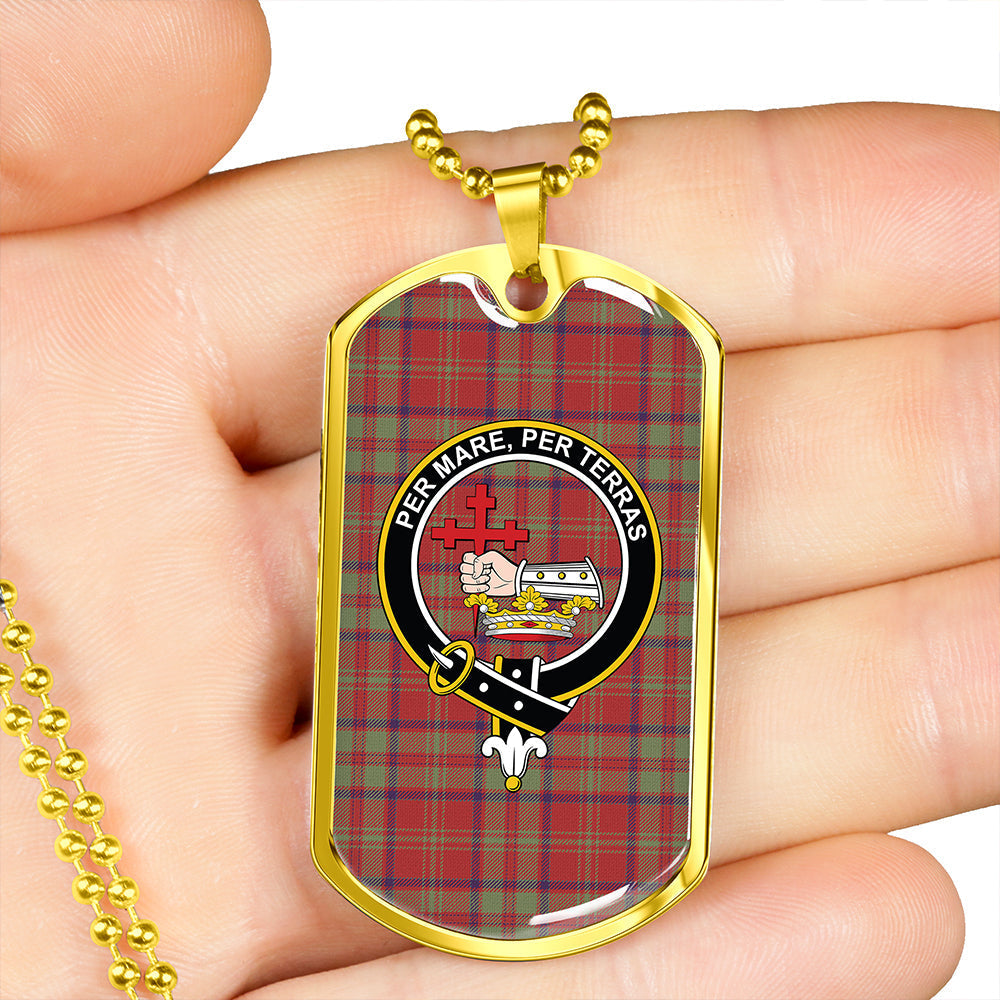 MacDonald of Glencoe (Donald of Glencoe) Weathered Clan Badge Classic Tartan Dog Tag Necklace