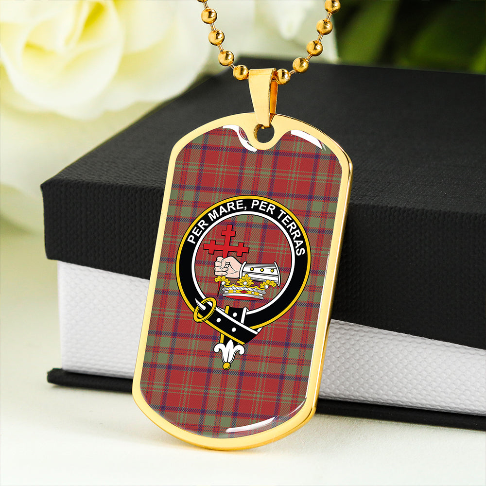 MacDonald of Glencoe (Donald of Glencoe) Weathered Clan Badge Classic Tartan Dog Tag Necklace