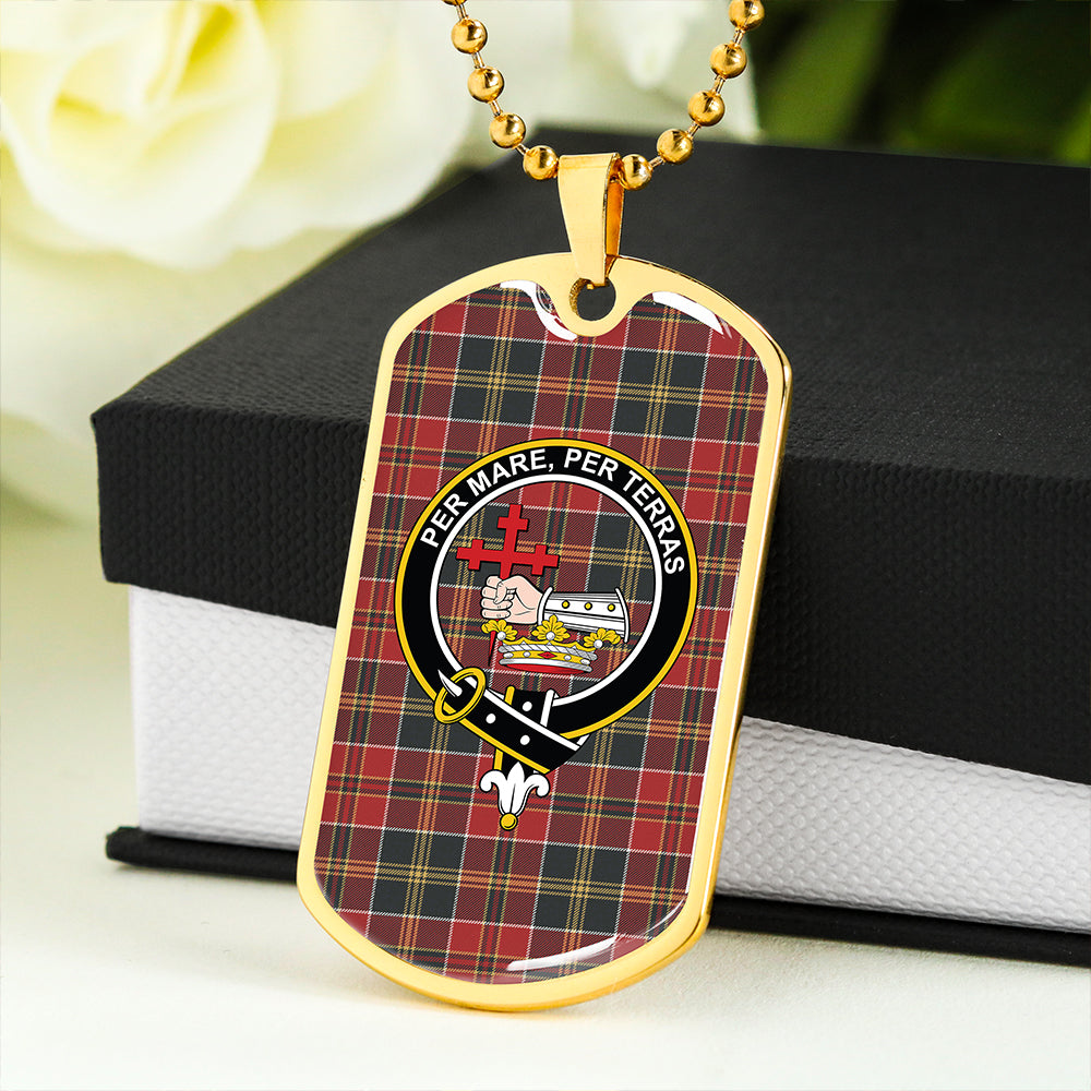 MacDonald of Kingsburgh (Donald of Kingsburgh) Weathered Clan Badge Classic Tartan Dog Tag Necklace