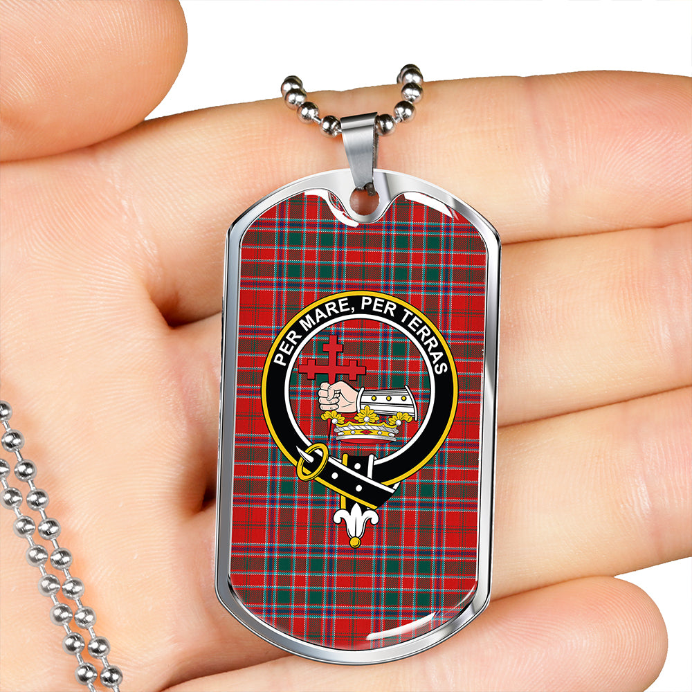 MacDonald of Lochmaddy (Donald of Loch Mhaddy) Modern Clan Badge Classic Tartan Dog Tag Necklace