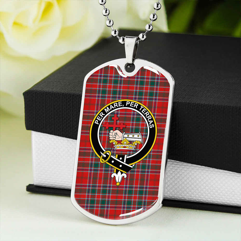 MacDonald of Lochmaddy (Donald of Loch Mhaddy) Modern Clan Badge Classic Tartan Dog Tag Necklace