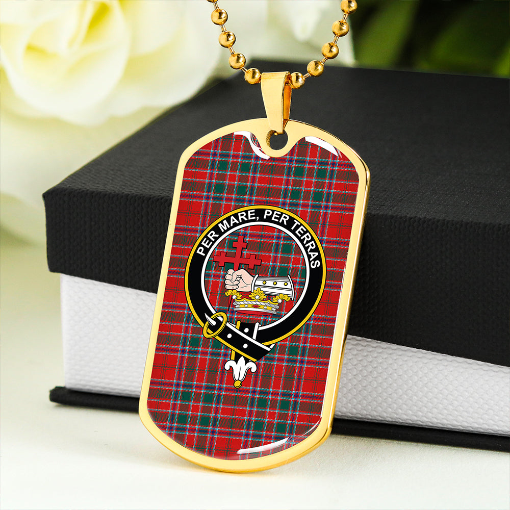MacDonald of Lochmaddy (Donald of Loch Mhaddy) Modern Clan Badge Classic Tartan Dog Tag Necklace