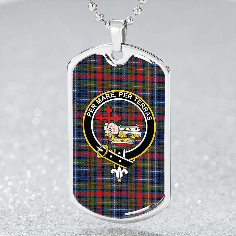 MacDonald of P.E. Island (Donald of P.E. Island) Modern Clan Badge Classic Tartan Dog Tag Necklace