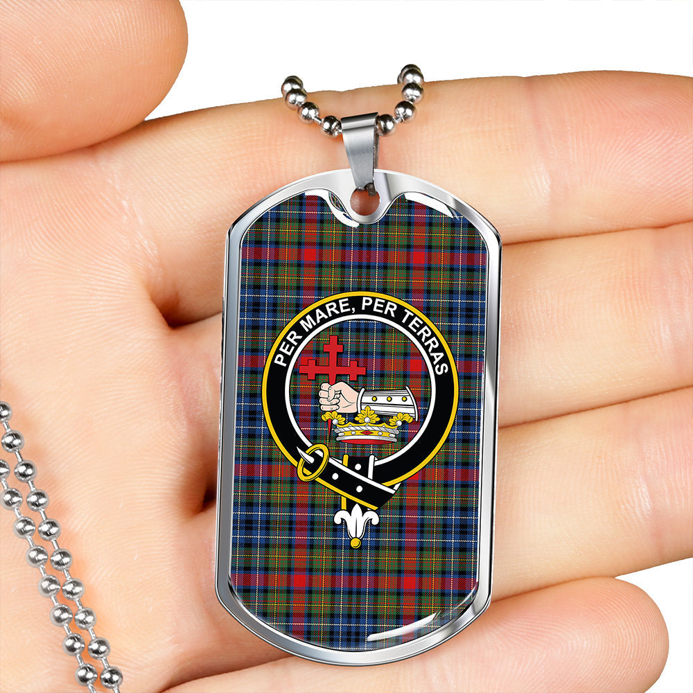 MacDonald of P.E. Island (Donald of P.E. Island) Modern Clan Badge Classic Tartan Dog Tag Necklace