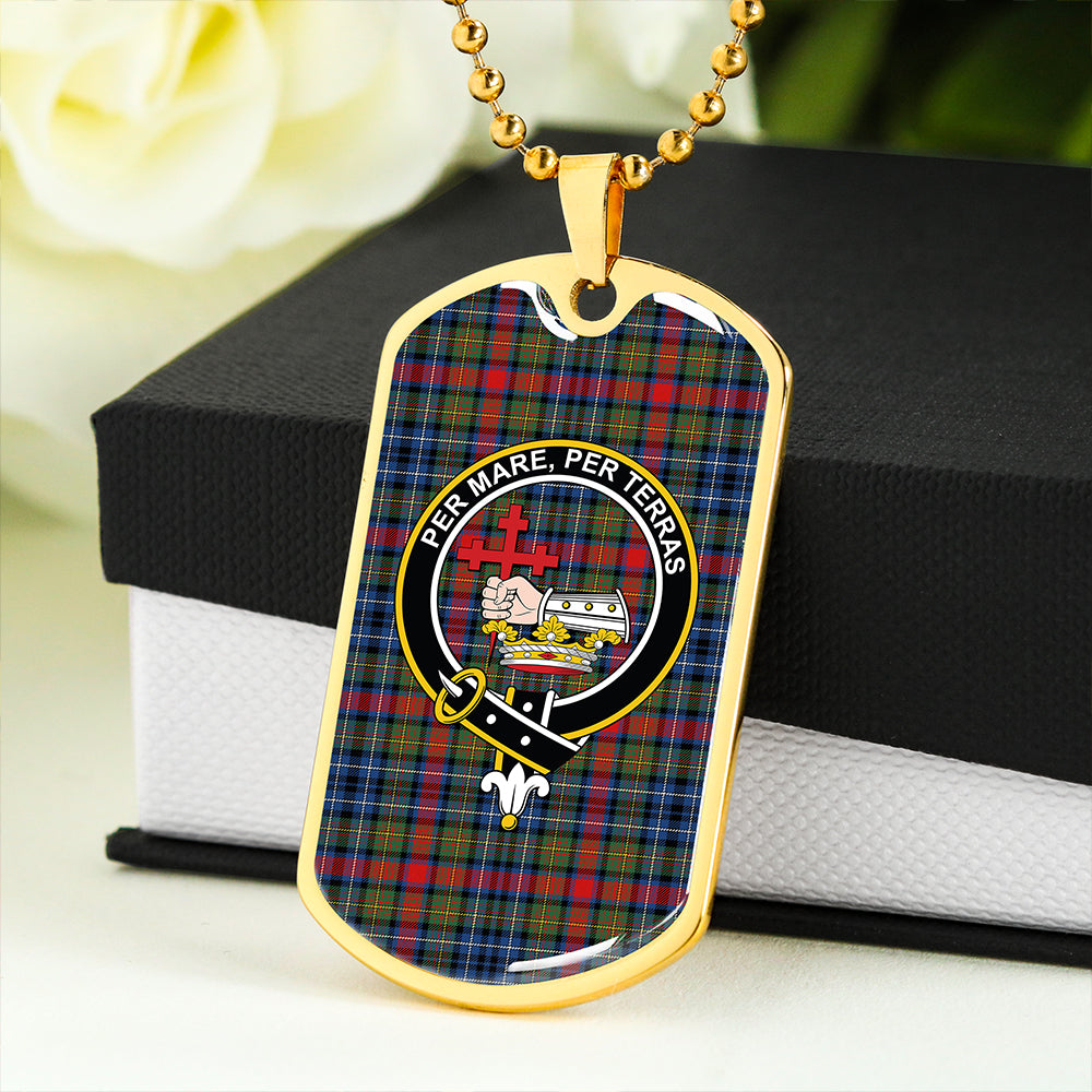 MacDonald of P.E. Island (Donald of P.E. Island) Modern Clan Badge Classic Tartan Dog Tag Necklace