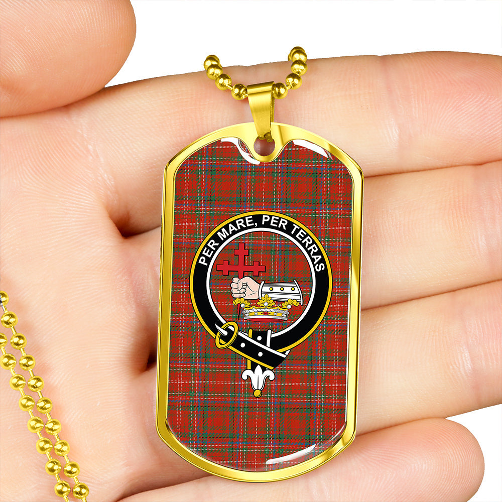 MacDonald of Staffa (Donald of Staffa) Ancient Clan Badge Classic Tartan Dog Tag Necklace