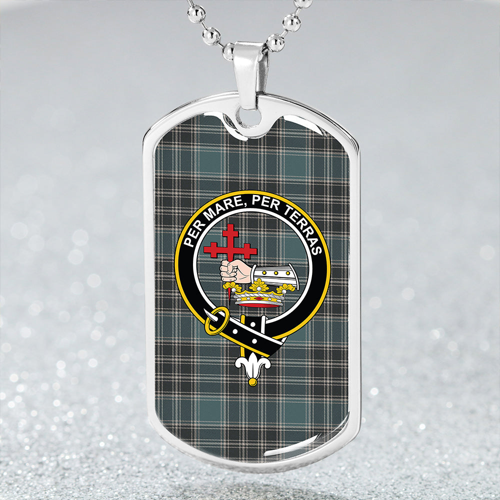 MacDonald of the Isles Hunting #2 (Donald of the Isles Hunting #2) Weathered Clan Badge Classic Tartan Dog Tag Necklace